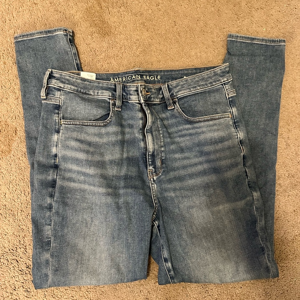 American Eagle Outfitters Blue Skinny Jeans with Faded Wash